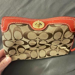 Coach Signature Jacquard Canvas Wristlet.